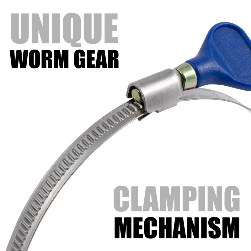 Fulton Woodworking Tools Fulton 4 Inch Thumb Screw Key Adjustable Stainless Steel Hose Clamps - 5 Pack, Pipe, Dryer Vent, Dust Collection, Automotive, RV Clamps - Image 4